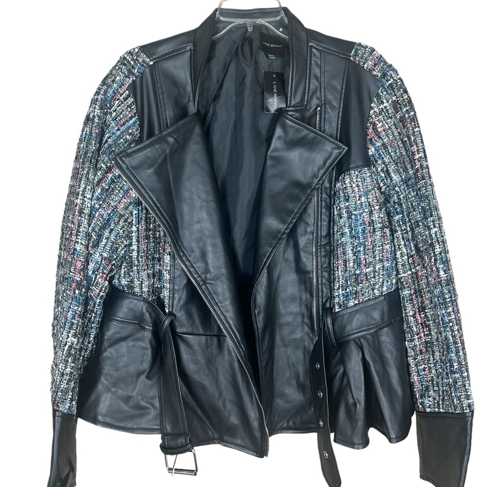 NWT-Lane Bryant leather and tweed moto jacket